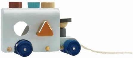 PlanToys Shape Sorting Bus Wooden Pull Toy - Non-Toxic, Sustainably-Made Pull Along Wooden Toy