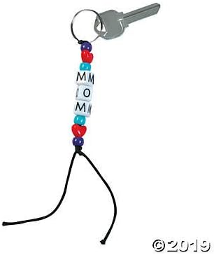 Fun Express Mom Bead Key Chain Craft Kit - Makes 12 - DIY Mother's Day Craft Gifts for Kids