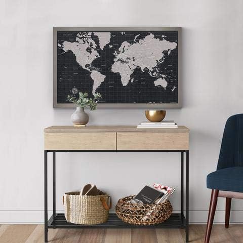 Map Your Travels Modern Slate World Travel Map | Includes Push Pins | Handmade in Minnesota | Gift Map For Travelers | 22"x33"