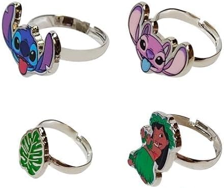 LUV HER Kids Jewelry: 4-Piece Adjustable Rings for Girls, Ring Sets with metal charm Fashion Girls Jewelry Ages 4+