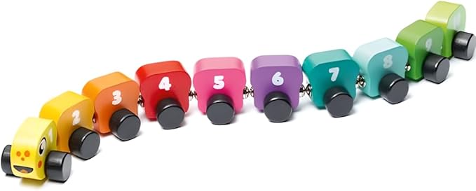Cubika Wooden Rainbow Caterpillar – Magnetic Sorting Train Toy for Kids Ages 3+– Wooden Learning Toy for Colors, Shapes, and Fine Motor Skills