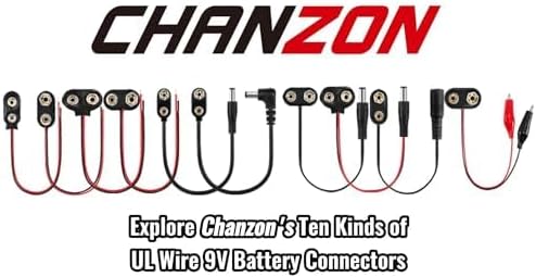 CHANZON UL Wire 9V Battery I-Type Power Supply with Center Positive 2.1mm x 5.5mm Male DC Connector Holder Clip Converter, 5 Pack for Arduino, LED Strip