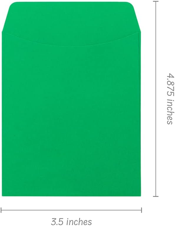 Hygloss 30 Library Card Pockets 3.5x5 Inch - Non-Adhesive Pocket Envelopes - Green - Classroom Envelope Pockets - Ideal for Organizing - Colorful Small Library Book Pocket