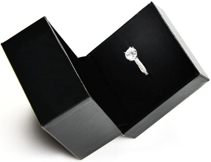 Oirlv Luxury Black Leather Ring Box - Ideal for Wedding and Proposal Ring Jewelry Gift