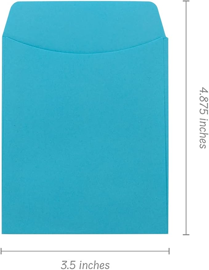 Hygloss 30 Library Card Pockets 3.5x5 Inch - Non-Adhesive Pocket Envelopes - Light Blue - Classroom Envelope Pockets - Ideal for Organizing - Colorful Small Library Book Pocket