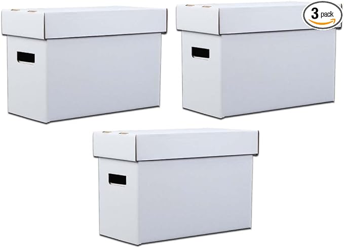 G-PLUS 3 Pack Comic Book Storage Box - Holds 150-175 Comics, Collapsible & Stackable Short Box, Moistureproof, Archival Cardboard