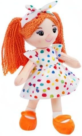 June Garden 14" Snuggle Cuties Bella - Soft Cuddly Plush Doll Gift for Girls - Huggable Rag Doll - Orange M