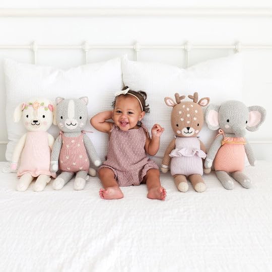 cuddle + kind Daisy The Kitten Little 13" Hand-Knit Doll – 1 Doll = 10 Meals, Fair Trade, Heirloom Quality, Handcrafted in Peru, 100% Cotton Yarn