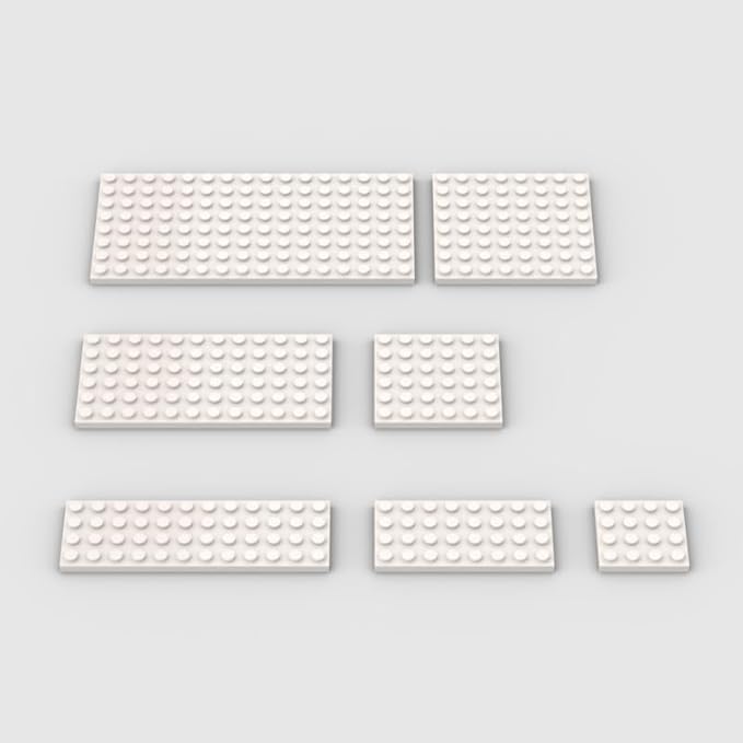 Classic Building Plate Assortment Pack - 50pc White Base Plates with 7 Sizes, Compatible with Lego, for Most Brands (Color:White)