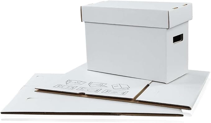G-PLUS Comic Books Storage Boxes 10 Boxes With Lids Short Holds 150-175 Stackable Durable Archive White Comic Book Storage