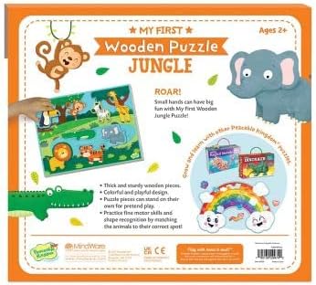Peaceable Kingdom My First Wooden Puzzle, Two Activities in One for Active Toddlers, Jungle Animals