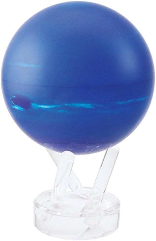 MOVA Neptune Globe 4.5” – Solar Rotating Planet Globe for Desk Display | No Batteries or Cords | Striking Deep Blue Space Decor