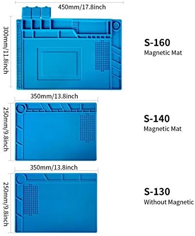 Kaisi S-130 Insulation Silicone Soldering Mat Repair Mat, Heat Resistant Silicone Work Mats 932°F with Scale Ruler and Screw Position for Soldering, CellPhone Electronics Repair, Size: 13.8 x 9.8 inch