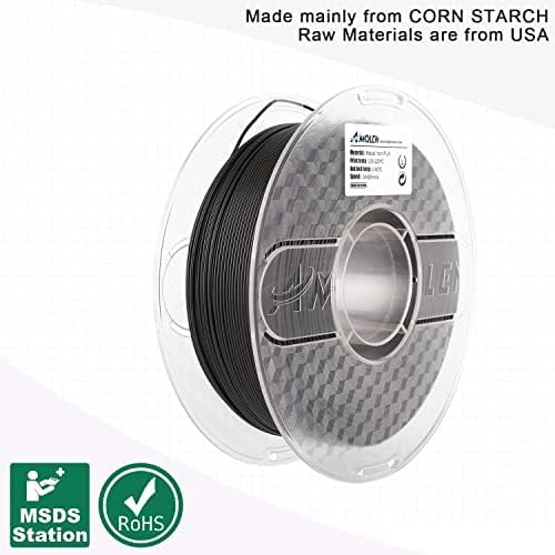 AMOLEN 3D Printer Filament, Metal PLA Filament 1.75mm with Magnetic, Contains 20% Metal Iron Powder, Apply to Polishing, Matte Black PLA 3D Printing Filament +/- 0.02mm, 1kg/2.2lbs