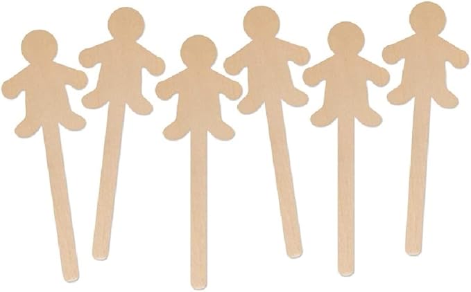 Hygloss Natural Wood Popsicle Sticks - Craft Stick - Great for Arts and Crafts - People Shape - 6.25 Inches High - 100 Pcs