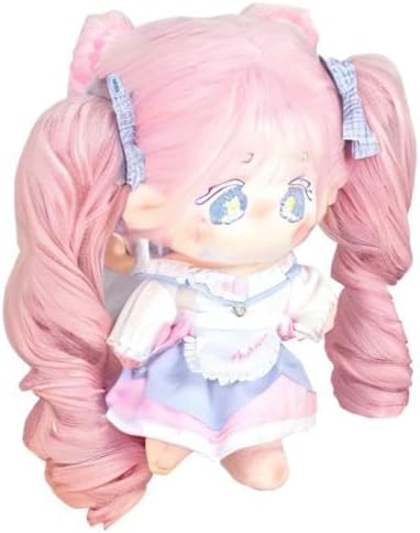 CALEMBOU Plush Doll, 20cm Cute Cotton Doll with Skeleton, Anime Plushies Soft Stuffed Dress Up Dolls, Kawaii Plush Toys Gift Come with Doll Clothes (Doll&Clothes-Maybe-Pink)