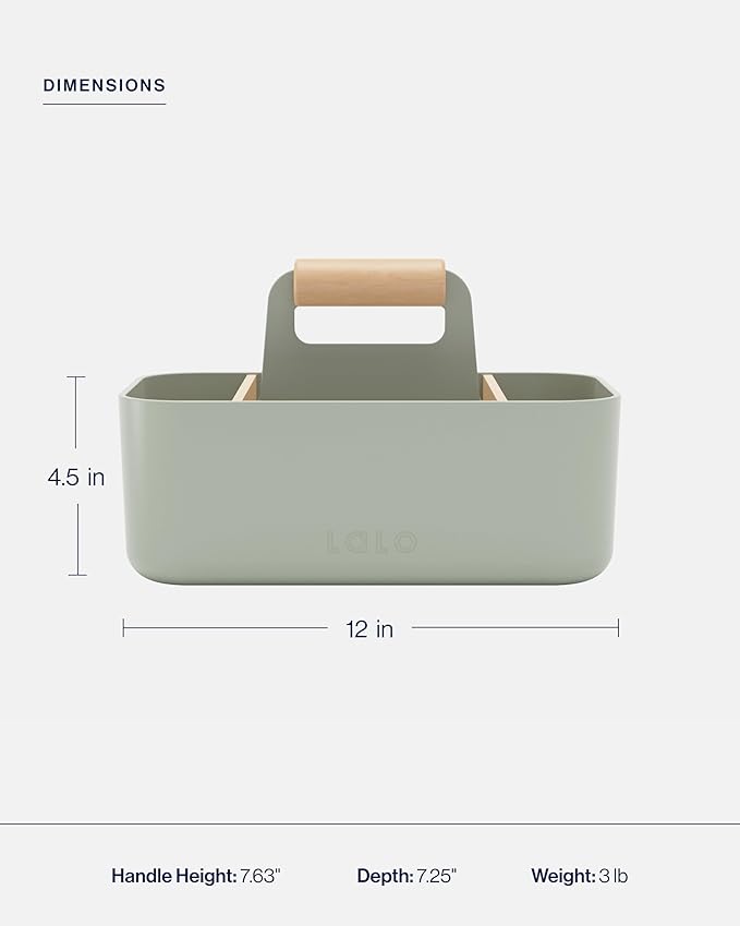 Lalo The Caddy - Multi-Purpose Storage Solution with Removable Dividers, Perfect as a Diaper Caddy, Bath Time Organizer & Art Caddy, BPA-Free, Multiple Compartments - Sage