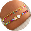 Turandoss Colorful Beaded Bracelets for Women - Trendy Boho Layered Bracelet Cute Charm Bracelets for Teen Girls Summer Gifts Jewrly