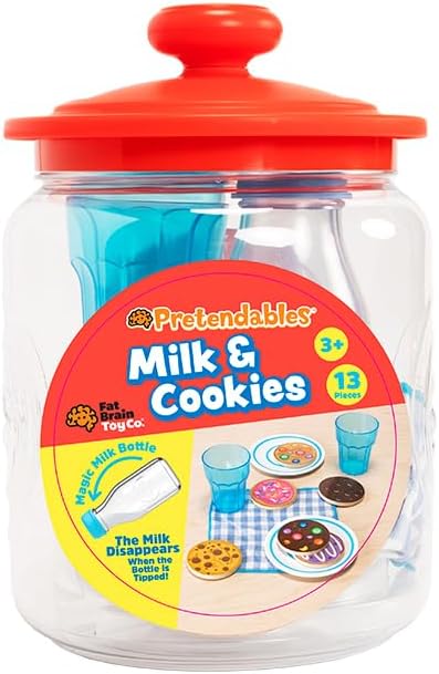 Fat Brain Toys Pretendables Milk and Cookies Set - Pretendables Milk and Cookies Set - New Pretend Play & Imaginative Play for Ages 3 to 10