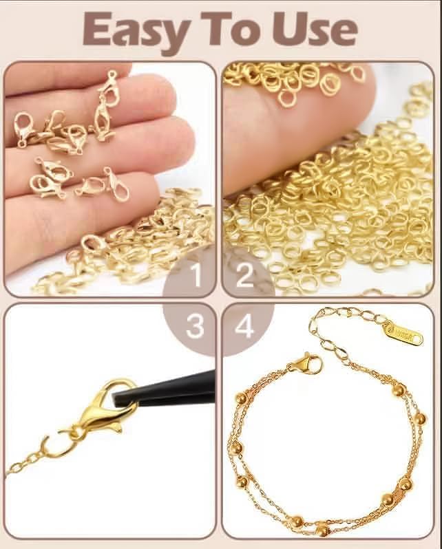 OHINGLT 700 Pieces Lobster Claw Clasps and Open Jump Rings Set, Gold and Silver Plated Bracelet Necklace Clasp for Jewelry Making