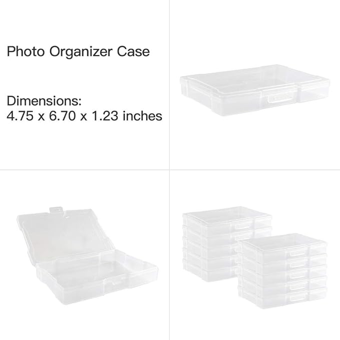 novelinks Photo Case 4" x 6" Photo Storage Box - 10 Inner Picture Storage Container Photo Organizer Case Picture Box Storage Photo Craft Keeper (Sky Blue)