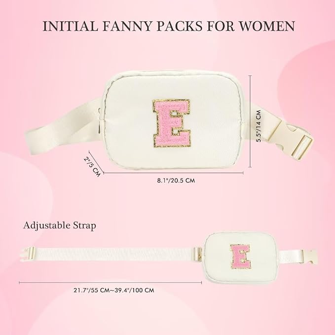 YOOLIFE Thank You Gifts for Women - Personalized Birthday Gifts for Women Mom Friend Sister Teacher Girlfriend Wife Her, Initial Belt Bag Crossbody Bags, White O