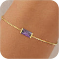 Birthstone Gold Bracelets for Women Girls Non Tarnish - Trendy Dainty 14K Gold Plated Bracelet Friendship CZ Bracelets Anniversary Birthday Gifts for Mom Girlfriend