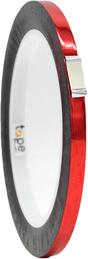 WOD MPFT2 Red Metalized Polyester Mylar Film Tape with Acrylic Adhesive, 1/8 inch x 72 ft. Vibrant Mirror Red Tape, Decor Tape for Detailing Accent Wall, Graphic Arts, Car and Boat Trim