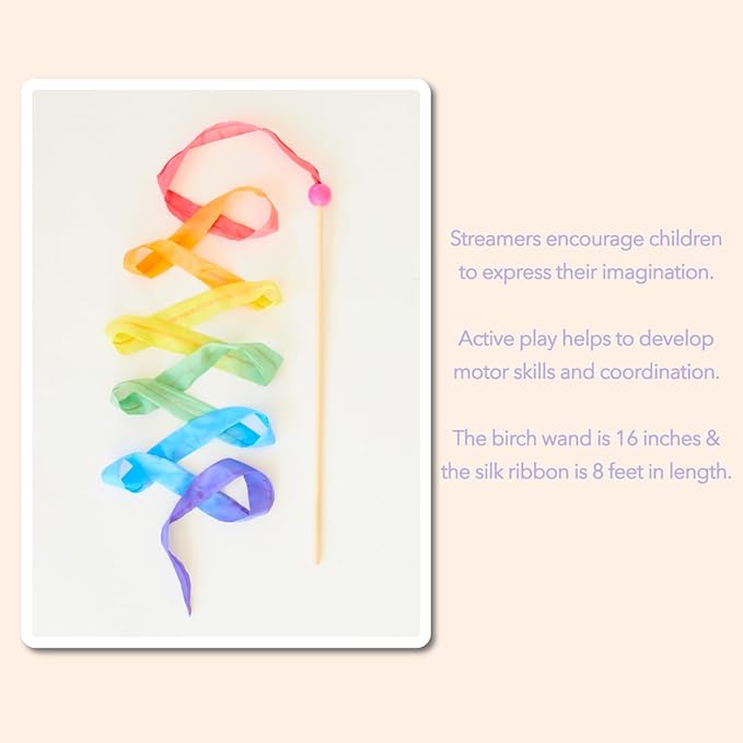 Sarah's Silks Pink Rainbow Streamer | Ribbon Dancer Toy