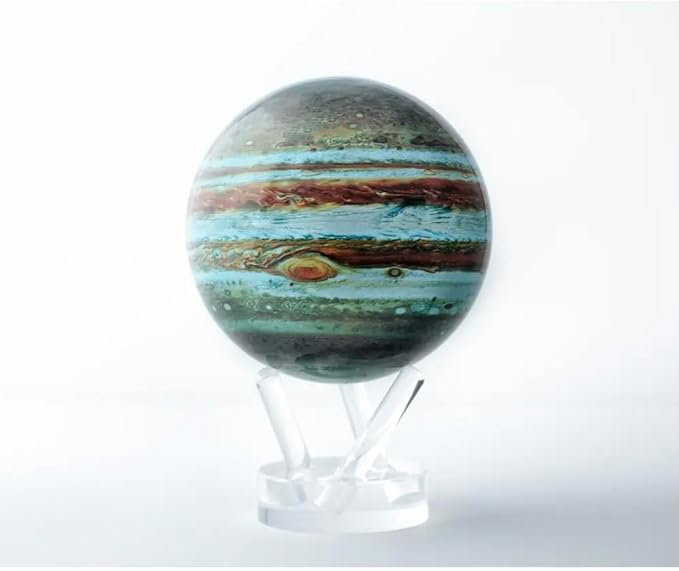 MOVA Jupiter Globe 6” – Solar-Powered Rotating Planet Display for Desk or Shelf | No Batteries or Wires | Floating-Style Space Decor