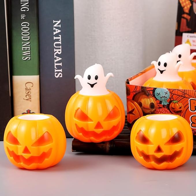 3 PCS Spooky Pumpkin Squeeze Toys - Halloween Fidget Toy for Stress Relief - Cute and Portable Squeeze Toy for Kids and Adults