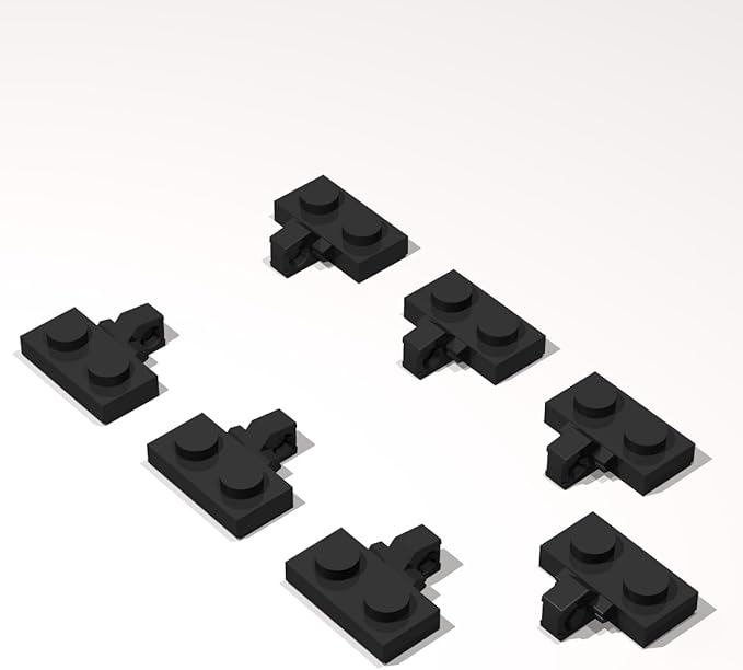 Classic Building Hinge Plate Bulk, 1x2 Locking with 1 Finger on Side with Groove 100 Piece, Compatible with Lego Parts and Pieces: (Color:Black)