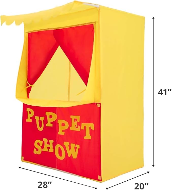 Alvantor Lemonade Stand Puppet Show Theater Pretend Playhouse Play Tent Kids on Stage Doorway Table Top Sets for Toddlers Curtain Fordable Rods Children Dramatic Furniture, 28"X20"X41"H, Yellow,8032