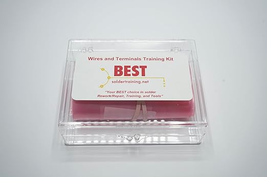 BEST Wires & Terminals Kit DIY Soldering Practice Kit with Gold Hook, Bifurcated, Turret & Pierced Terminals in Stainless Steel & Gold