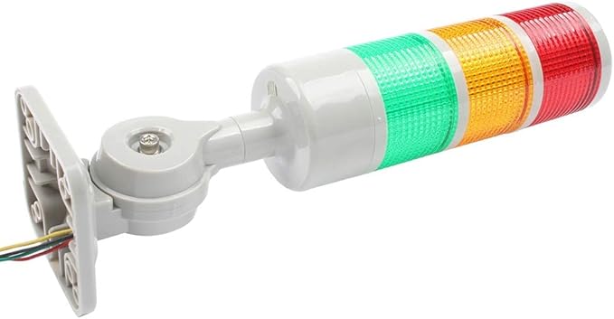 Stack Lights, Industrial Signal Tower with Rotatable Base, Steady/Flashing Light Switchable, 12V/24V DC (3-Layer, No Buzzer)