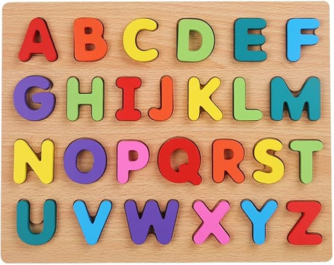 Wooden Puzzles for Toddlers, Alphabet Puzzle and Number Puzzle, Preschool Educational Learning Toys with Chunky Wood ABC Puzzle Board, for Girls Boys Kindergarten
