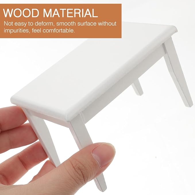 Homoyoyo 5 PCS 1/12 Wooden Dollhouse Furniture of Table Chair, Mini House Miniature Dining Table Chair, Miniature Furniture Set Dollhouse Accessories(White)