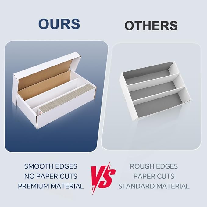 CROSSDESIGN Trading Card Box Storage | w/ 3 Divider Corrugated Cardboard | for Top Loader Organizer Sorting Tray Box & MTG, TCG Sports Cards & Coin | Holds 3000 Count