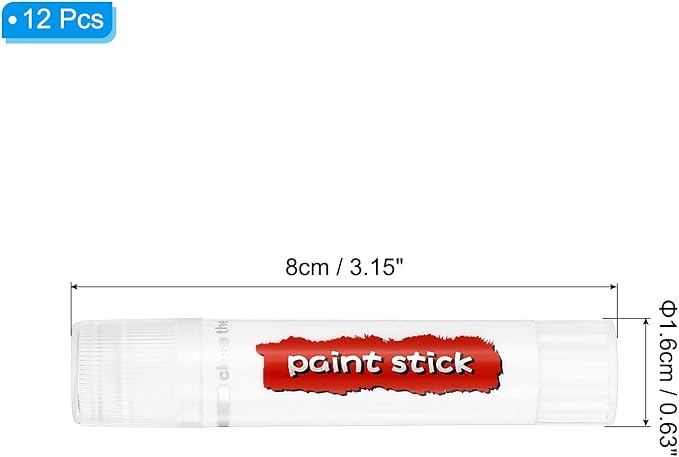 PATIKIL Tempera Paint Sticks, 12 Pcs Solid Tempera Paints Sticks Washable Bulk Markers Pen Quick Drying for Artists Beginners Art Supplies, White