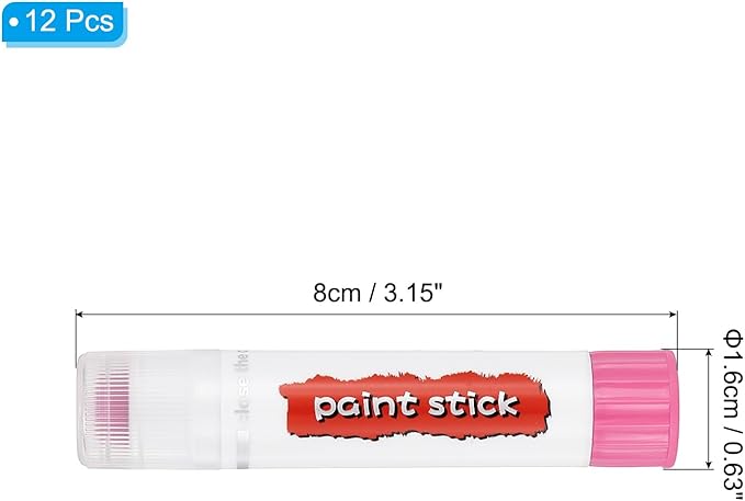 PATIKIL Tempera Paint Sticks, 12 Pcs Solid Tempera Paints Sticks Washable Bulk Markers Pen Quick Drying for Artists Beginners Art Supplies, Light Pink