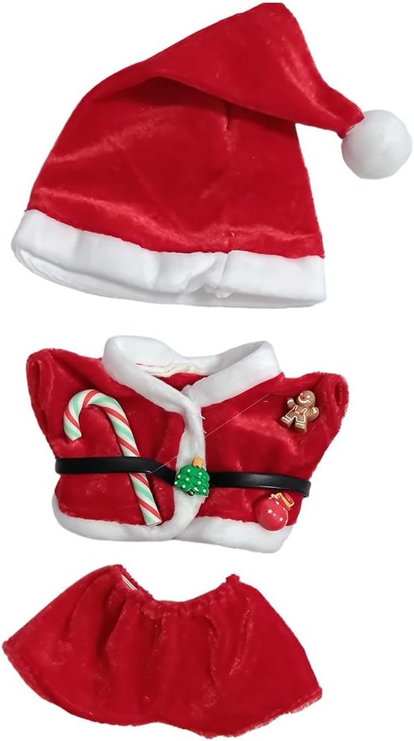 Christmas Costume for Clothes/for Outfits, Clothes Set for17cm Doll,3 Piece Set Hat for Clothing , Boys and Girls Stylish Adorable Dolls Clothes Accessories (No Doll)