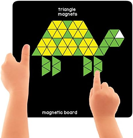 New Magnetic Puzzles : Triangles - Includes 250 Colorful Magnets 100 Puzzles Magnetic Board Display Stand