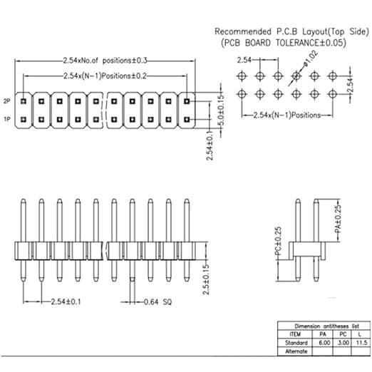 20Pcs 0.1" 2x20-pin Strip Dual Male Header Compatible for PCB, Breadboards, Raspberry Pi, Ardiuno Compatible with Raspberry Pi Zero GPIO