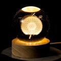 Dandelion 3D Dandelions Engraved Pattern with Wooden Lighted Base, LED Wooden Base Lamp with Switch, for Mom, Teacher, Christmas, Birthday, Valentine's Day
