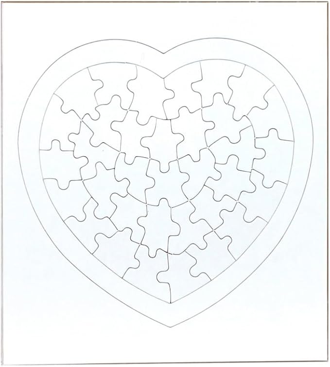 Hygloss Blank Puzzles with Heart Shape - 8.5" x 9.5" - 100 Puzzles - Ideal for Valentines - Write, Draw, and Decorate Your Own Jigsaw Puzzle (34 Puzzle Pieces per Puzzle)