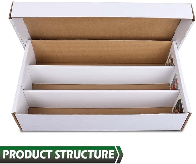 GRAND ORANGE 3000 Count 3 Row Card Storage Box 2 PACK Cardboard Standard Trading & Gaming card Storage Boxes Corrugated Cardboard Storage Box Trading Card Slab Storage Boxes