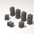 Classic Building Brick Bulk, 1x1 with Headlight 260 Piece, Compatible with Lego Parts and Pieces: (Color:Dark Gray)