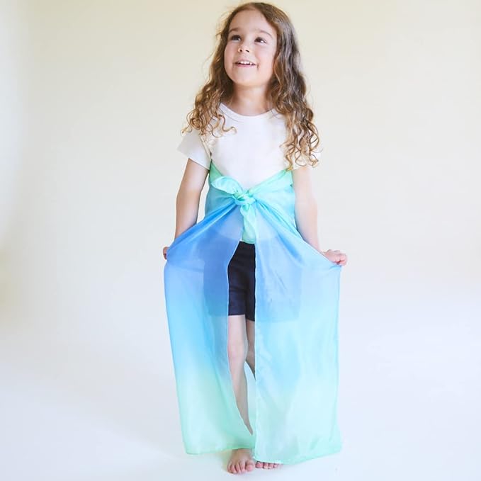 Sarah's Silks Enchanted Playsilk, 100% Silk Scarves for Kids and Toddlers, Sensory Toys | Bright Square Scarves, Montessori Waldorf Toys for Imaginative and Pretend Play - Sea