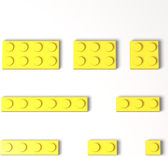 100 Pieces Classic Building Plate Assortment Pack, 8 Sizes Small Baseplates Multipacks, Compatible with Lego Parts and Pieces, Small Plate for Building(Color:Yellow)