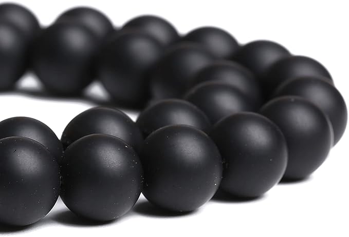 12MM 32PCS Natural Stone Matte Black Agate Loose Beads for Jewelry Making DIY Bracelet Necklace